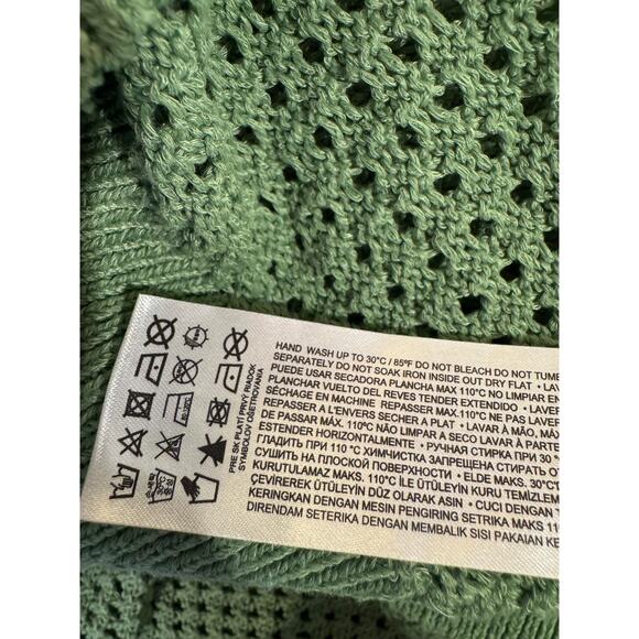 Mango Openwork Knit Green Loose Fit Sweater Small - Picture 10 of 11